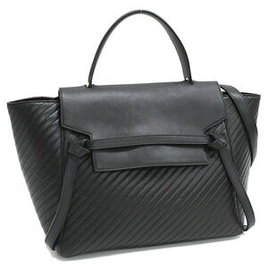 Celine Belt Bag Handbag Diagonal Quilted Leather Black